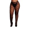 Le Désir Heart Patterned Tights - Plus Size - Black